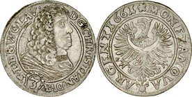 Śląsk, Księstwo Legnicko-Brzesko-Wołowskie, Chrystian 1639-1672, 3 krajcary 1661, Brzeg.