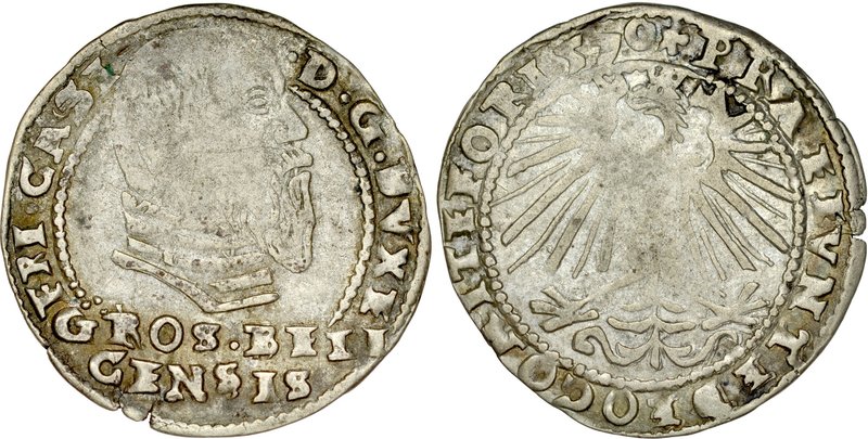 Śląsk, Księstwo Bielskie, Fryderyk Kazimierz 1563-1571, Grosz 1570, Bielsko lub ...