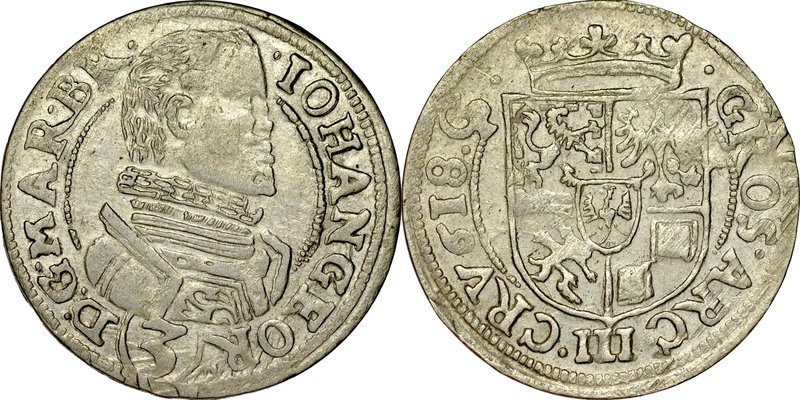 Śląsk, Księstwo Karniowskie, Jan Jerzy 1607-1621, 3 krajcary 1618, Karniów.
 Ko...
