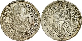 Śląsk, Księstwo Ziębicko-Oleśnickie, Karol II 1587-1617, 3 krajcary 1614, Oleśnica.