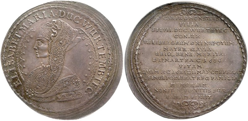 Śląsk, Księstwo Wirtembersko-Oleśnickie, Elżbieta Maria 1686, Talar 1686, Bierut...