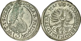 Śląsk, Księstwo Wirtembersko-Oleśnickie, Karol Fryderyk 1704-1744, 3 krajcary 1708, Oleśnica.