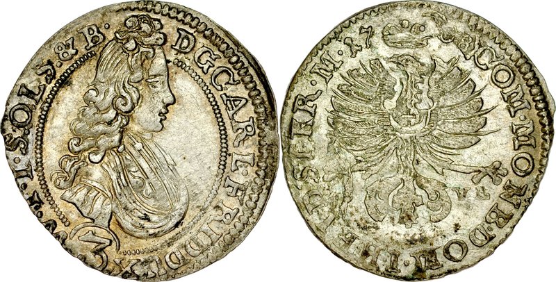 Śląsk, Księstwo Wirtembersko-Oleśnickie, Karol Fryderyk 1704-1744, 3 krajcary 17...