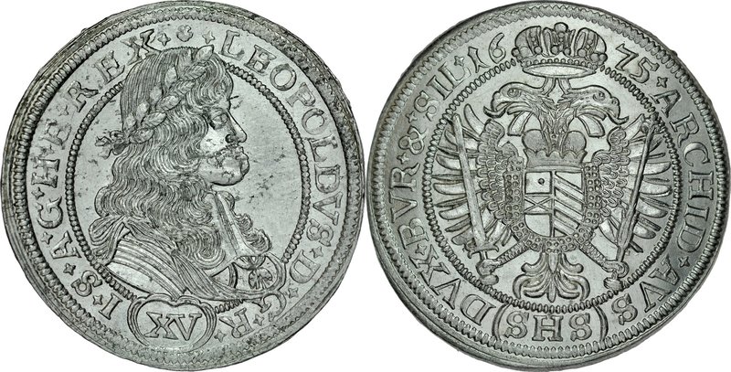 Śląsk, Leopold I 1657-1705, XV krajcarów 1674, Wrocław.
 FuS 485, Herinek 1018,...