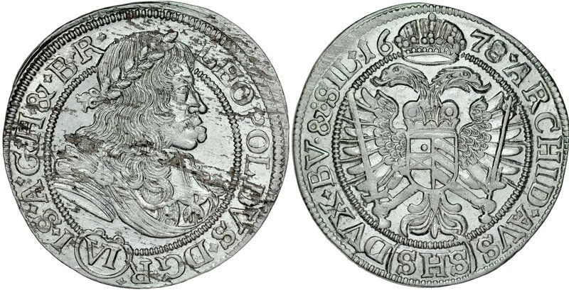 Śląsk, Leopold I 1657-1705, VI krajcarów 1678, Wrocław.
 FuS 508, Herinek 1208,...