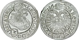 Śląsk, Leopold I 1657-1705, 3 krajcary 1670, Wrocław.