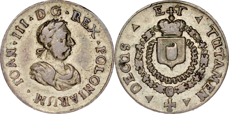 Medalik autorstwa Jana Leherra wybity w 1675 roku z okazji nadania królowi franc...