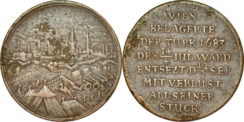 Medal z 1683 roku wybity na pamiątkę Odsieczy Wiedeńskiej.
 Av.: Panorama Wiedn...