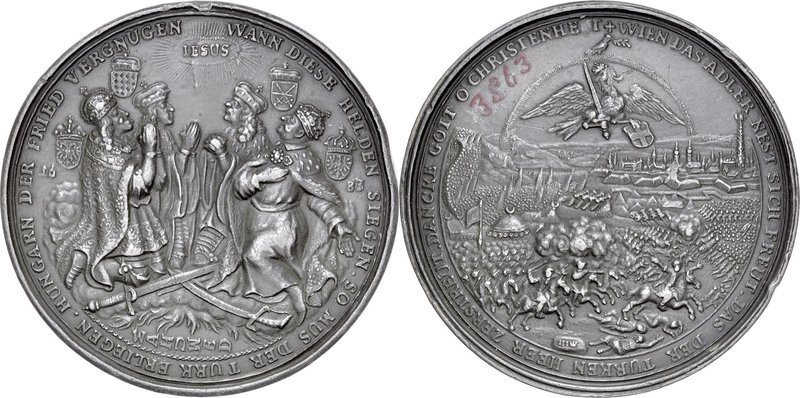 Medal z 1683 r autorstwa Hansa Jacoba Worlaba wybity dla upamiętnienia ligi anty...
