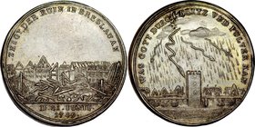 Medal wybity na pamiątkę wybuchu prochowni we Wrocławiu 1749 r.