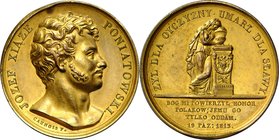 Medal autorstwa Franciszka Caunois wybity na pamiątkę śmierci księcia Józefa Poniatowskiego w 1813 roku.