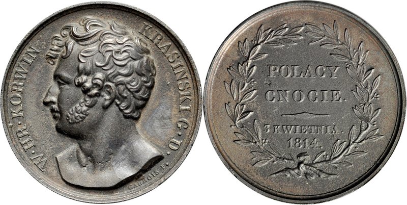Medal 1814 poświęcony hrabiemu Wincentemu Korwinowi Krasińskiemu.
 Av.: Popiers...