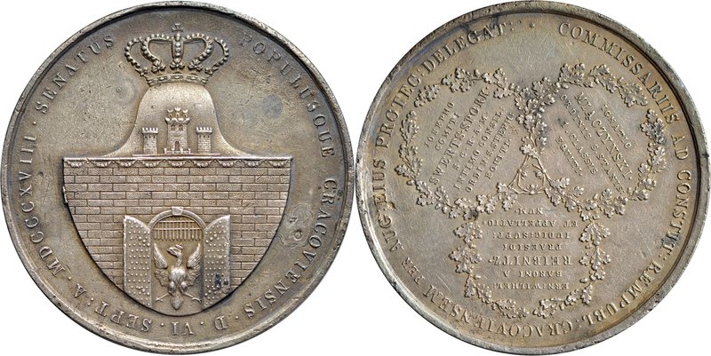 Medal autorstwa Ksawerego Stuckhart’a z 1818 roku, poświęcony trzem komisarzom t...