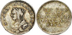 Medal miniaturowy autorstwa C. Baerendt’a z 1818 roku wybity z okazji pobyty matki cesarza Aleksandra I w Królestwie Polskim, RR.