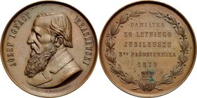 Medal z 1879 roku, autorstwa Schwerdtnera, wybity z okazji 50-cio lecia pracy J. I. Kraszewskiego.