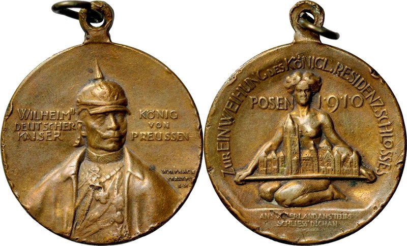 Medalik wybity w 1910 roku na pamiątkę otwarcia Zamku Wilhelma w Poznaniu.
 Av....