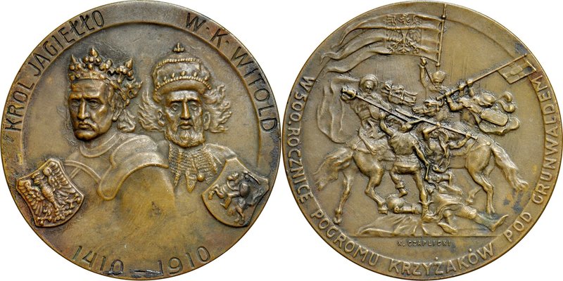Medal autorstwa K. Czaplickiego z 1910 roku, wybity na pamiątkę zwycięstwa pod G...