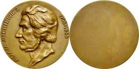 Medal jednostronny autorstwa St. Lewandowskiego, z 1908 roku, wybity ku czci Adama Mickiewicza.