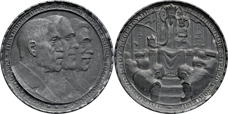 Medal autorstwa Jana Raszki z 1917 roku poświecony Intromisji Rady Regencyjnej w...