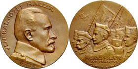 Medal autorstwa Antoniego Madejskiego wybity dla uczczenia generała Józefa Hallera.