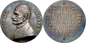 Medal autorstwa P. Wójtowicza z 1927 roku, poświęcony Oswaldowi Balzerowi.
