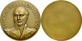 Medal jednostronny z 1928 roku, bity ku czci gen. Józefa Bema, sygnowany Stanisław Popławski.