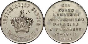 Medal pamiątkowy z 1933 wybity z okazji Zjazdu Lekarzy i Przyrodników w Poznaniu.