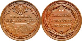 Medal nagrodowy , wykonany przez S.R. Kożbielewskiego, wybity przez Pomorska Izbę Rolniczą za owocna pracę.