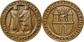 Medal autorstwa Józefa Gosławskiego z 1960 roku wybity z okazji XVIII w. miasta Kalisza.
