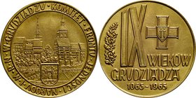 Medal odlewany z 1965 roku wybity z okazji IX w. Grudziądza.