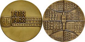 Medal autorstwa J. Jarnuszkiewicza z 1968 roku, poświęcony Głównemu Urzędowi Statystycznemu.