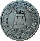Medal jednostronny z 1968 roku, wybity za pamiątkę wytopu stali w dymarce, PTTK, SŁUPIA NOWA, AGH PAN.