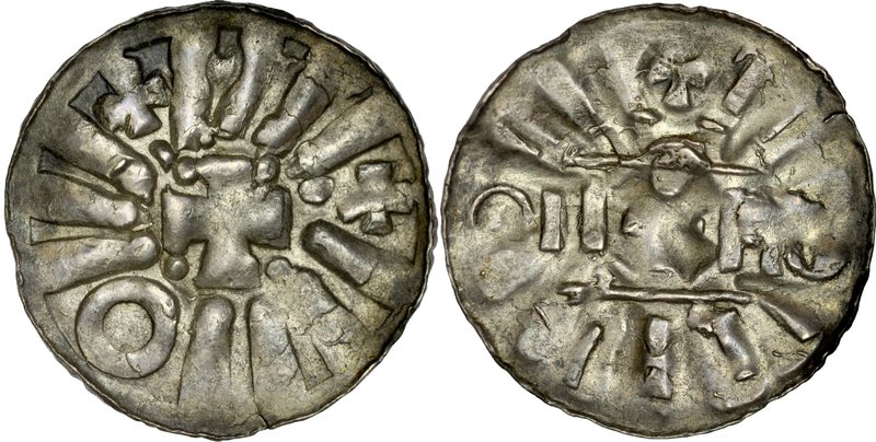 Denar krzyżowy XI w., Av.: Krzyż grecki, Rv.: Kapliczka.
 CNP -, waga 1,46 g, m...