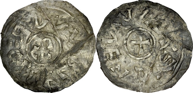 Bolesław Chrobry 992-1025, Denar 995-1004 r., Wielkopolska, Av.: Wewnątrz obwódk...