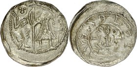 Bolesław III Krzywousty 1107-1138, Denar, Av.: Książę i Św. Wojciech, Rv.: Mały Krzyż, napis: BOLZEVLA.