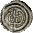 Pomorze Wschodnie, Świątopełk II Wielki 1217-1266, Brakteat guziczkowy, Pomorze Gdańskie, Av.: Lilia z gałązką, RR.