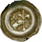 Pomorze Wschodnie, Świątopełk II Wielki 1217-1266, Brakteat guziczkowy, Pomorze Gdańskie, Av.: Ptak w lewo, w jego dziobie lilia, RR.