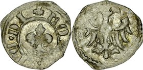 Ludwik Węgierski 1370-1382, Denar, Av.: Lilia, Rv.: Orzeł, RRR.
