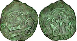 Ludwik Węgierski 1370-1382, Denar ruski, Av.: Ukoronowana litera L, Rv.: Korona.