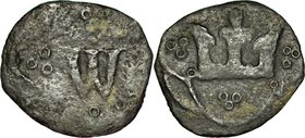 Władysław Opolczyk 1372-1379, Denar ruski, Av.: Litera W, Rv.: Korona.