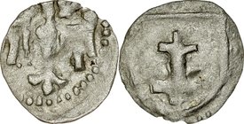 Jadwiga i Władysław Jagiełło 1386-1399, Denar, Wschowa, Av.: Orzeł piastowski, Rv.: Podwójny krzyż w tarczy.