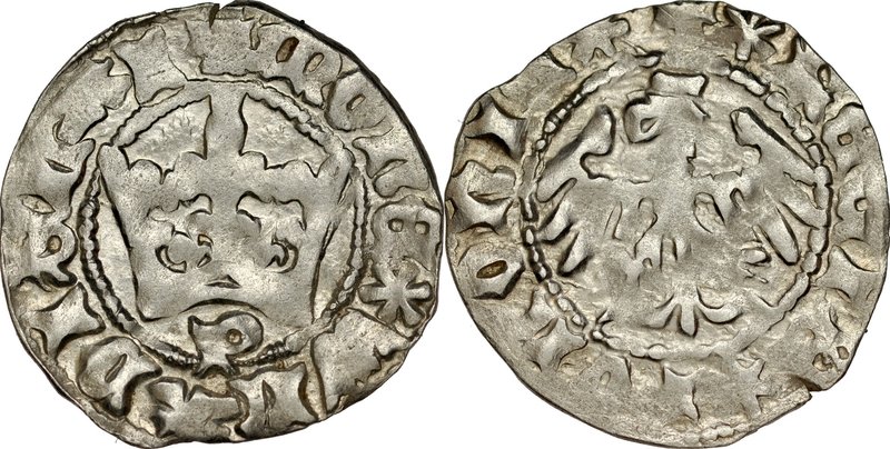 Władysław Jagiełło 1386-1434, Półgrosz, Kraków, Av.: Korona, pod nią litera P, R...