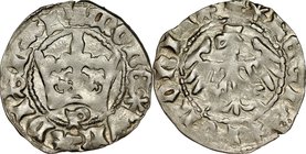 Władysław Jagiełło 1386-1434, Półgrosz, Kraków, Av.: Korona, pod nią litera P, Rv.: Orzeł jagielloński.