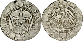 Władysław Jagiełło 1386-1434, Półgrosz, Kraków, Av.: Korona, pod nią litera P, Rv.: Orzeł jagielloński.