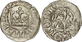 Władysław Jagiełło 1386-1434, Półgrosz, Kraków, Av.: Korona, Rv.: Orzeł jagielloński.