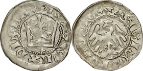 Władysław Jagiełło 1386-1434, Półgrosz, Kraków, Av.: Korona, pod nią krzyżyk, Rv.: Orzeł jagielloński.
