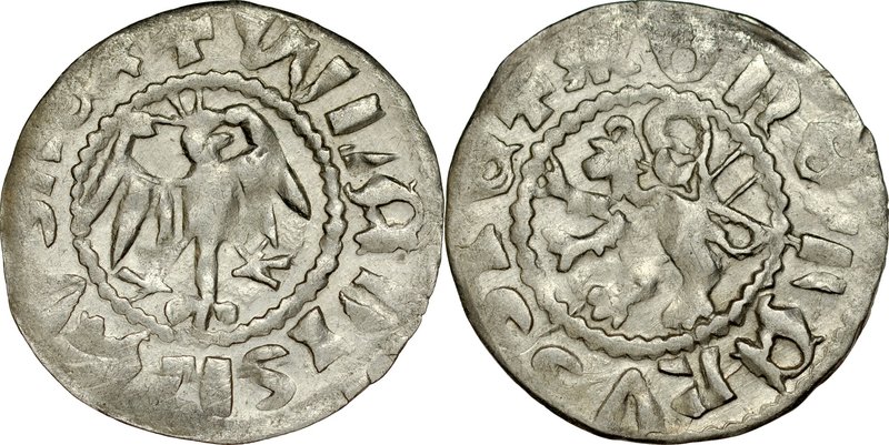 Władysław Jagiełło 1386-1434, Kwartnik ruski, Av.: Orzeł, RV.: Lew.
 Kop 3065, ...