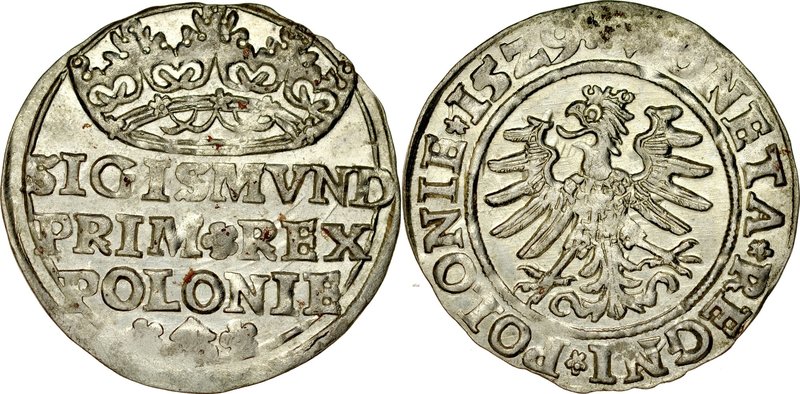 Zygmunt I Stary 1506-1548, Grosz 1529, Kraków.
 Kop. 421, Kurp. 48, Gum. 484, l...