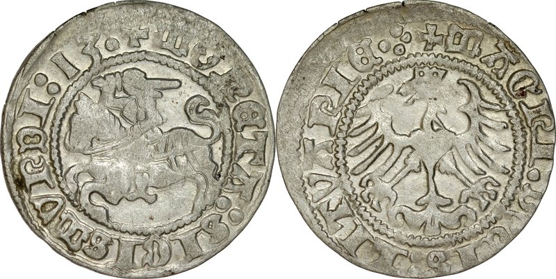 Zygmunt I Stary 1506-1548, Półgrosz 1513, Wilno.
 Kop. 3139, Ivanauskas 1S85-4,...