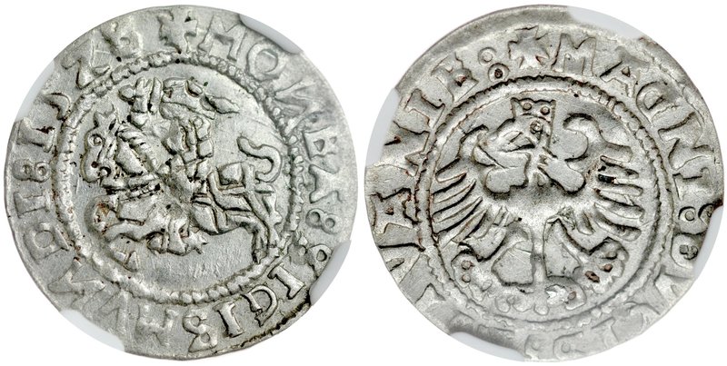 Zygmunt I Stary 1506-1548, Półgrosz 1528, Wilno.
 Kop. 3180, Ivanauskas 1S353-1...